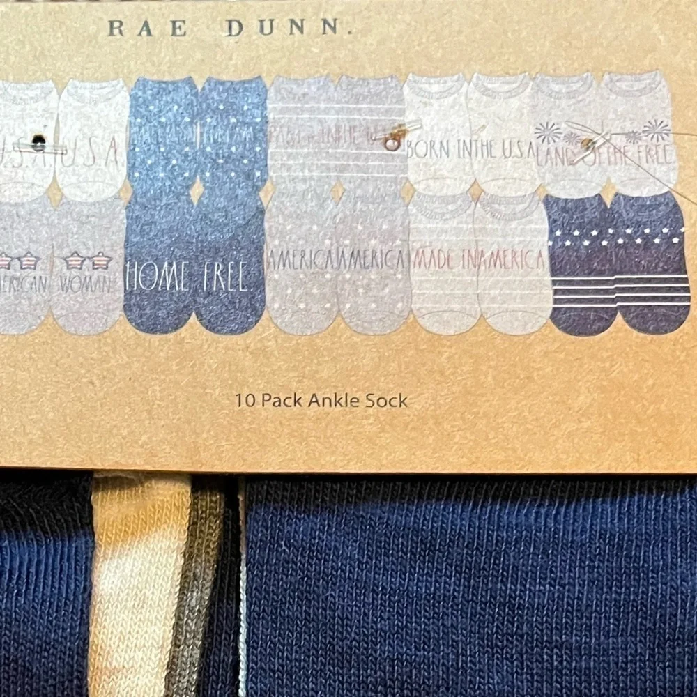 Rae Dunn 10 Pack USA Ankle Socks NWT
